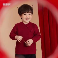 批发<b class='q'>男童</b>红色<b class='q'>毛衣</b>拜年服国风宝宝新年毛衣新年衣服唐装过年服冬季时髦
