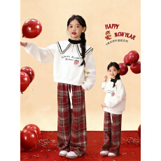 批发童装春秋2025新款<b class='q'>套装</b>学院风海军领半拉链<b class='q'>卫衣</b>格子裤