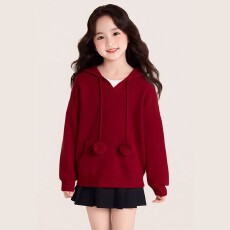 批发<b class='q'>女</b><b class='q'>童</b>红色毛衣圣诞节穿搭2025新款秋冬女大童时尚洋气超好看的上衣