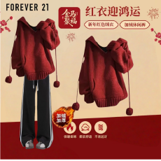 批发<b class='q'>女</b><b class='q'>童</b>新年<b class='q'>套装</b>秋冬新款儿童女孩国风红色毛衣裤子大童中式过年衣服