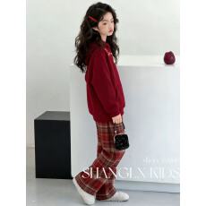 批发女童新年<b class='q'>套装</b>秋冬新款<b class='q'>儿童</b>女孩国风红色毛衣裤子大童中式过年衣服