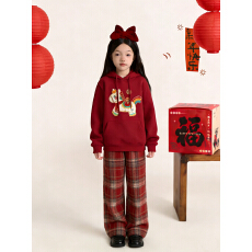 批发女童新年<b class='q'>套装</b>秋冬新款<b class='q'>儿童</b>女孩国风红色毛衣裤子大童中式过年衣服