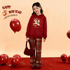 女童新年套装秋冬新款儿童女孩国风红色毛衣裤子大童中式过年衣服