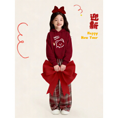 批发<b class='q'>女</b><b class='q'>童</b>新年套装秋冬新款儿童女孩国风红色毛衣裤子大童中式过年衣服