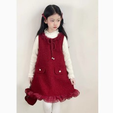 批发<b class='q'>女</b><b class='q'>童</b>小香风加绒背心裙套装2026新年衣服儿童拜年服裙子冬季连衣裙