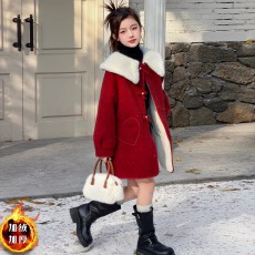 批发<b class='q'>女</b><b class='q'>童</b>秋冬呢大衣2025新款大童女孩洋气甜美加绒加厚中长款大衣外套