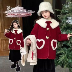 批发双面绒复合羊驼绒 原版质量 女<b class='q'>童</b><b class='q'>拜年</b>服冬<b class='q'>装</b><b class='q'>中大</b>儿<b class='q'>童</b>