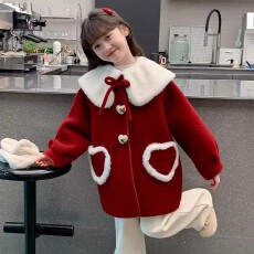 批发双面绒复合羊驼绒 原版质量 女<b class='q'>童</b><b class='q'>拜年</b>服冬<b class='q'>装</b><b class='q'>中大</b>儿<b class='q'>童</b>