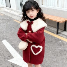 批发双面绒复合羊驼绒 原版质量 女<b class='q'>童</b><b class='q'>拜年</b>服冬<b class='q'>装</b><b class='q'>中大</b>儿<b class='q'>童</b>