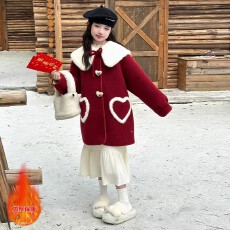 批发双面绒复合羊驼绒 原版质量 女<b class='q'>童</b><b class='q'>拜年</b>服冬<b class='q'>装</b><b class='q'>中大</b>儿<b class='q'>童</b>