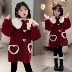 批发双面绒复合羊驼绒 原版质量 女<b class='q'>童</b><b class='q'>拜年</b>服冬<b class='q'>装</b><b class='q'>中大</b>儿<b class='q'>童</b>