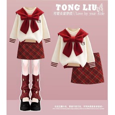 批发女童秋装学院风<b class='q'>连衣裙</b>2025新款女大童圣诞节洋气穿搭jk制服套装裙