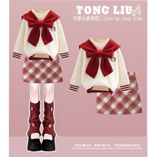 批发女童秋装学院风<b class='q'>连衣裙</b>2025新款女大童圣诞节洋气穿搭jk制服套装裙