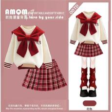 批发<b class='q'>女童</b>秋<b class='q'>装</b>学院风连衣裙2025新款女大童圣诞节洋气穿搭jk制服套装裙