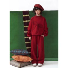 批发240克舒芙绒复合220克真超<b class='q'>女童</b>新<b class='q'>年</b>红色加绒套装卫衣保暖两件套装