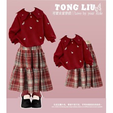 批发儿童拜年服加绒加厚套装新年马年男<b class='q'>女</b><b class='q'>童</b>假两件卫衣两件套