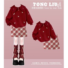 批发儿童拜年服加绒加厚套装新年马年男<b class='q'>女</b><b class='q'>童</b>假两件卫衣两件套