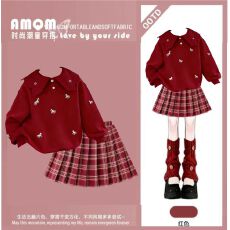 批发儿童拜年服加绒加厚套装新年马年男<b class='q'>女</b><b class='q'>童</b>假两件卫衣两件套