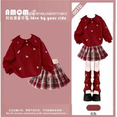 批发儿童拜年服加绒加厚套装新年马年男<b class='q'>女</b><b class='q'>童</b>假两件卫衣两件套