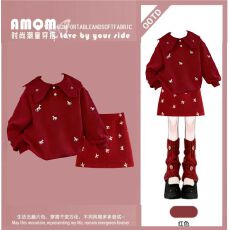 批发儿童拜年服加绒加厚套装新年马年男<b class='q'>女</b><b class='q'>童</b>假两件卫衣两件套