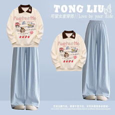 批发<b class='q'>女</b><b class='q'>童</b><b class='q'>套装</b>2026新款初中生学院风巨好看的洋气炸街上衣裤子两件套