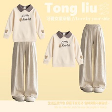 批发2026新款<b class='q'>女</b><b class='q'>童</b><b class='q'>套装</b>时髦洋气春秋儿童春季上衣裤子两件套