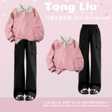 批发2026新款<b class='q'>女</b><b class='q'>童</b><b class='q'>套装</b>时髦洋气春秋儿童春季上衣裤子两件套