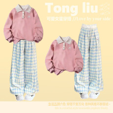 批发2026新款<b class='q'>女</b><b class='q'>童</b><b class='q'>套装</b>时髦洋气春秋儿童春季上衣裤子两件套