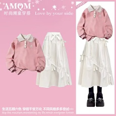 批发<b class='q'>女</b><b class='q'>童</b>多巴胺穿搭一整套高级感2026新款初中生洋气时髦卫衣裙子<b class='q'>套装</b>