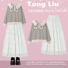 批发<b class='q'>女</b><b class='q'>童</b>卫衣<b class='q'>套装</b>2026新款中大童半身裙儿童Polo领‌上衣一整套穿搭