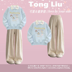 批发<b class='q'>女</b><b class='q'>童</b><b class='q'>套装</b>2026新款初中生学院风巨好看的洋气炸街上衣裤子两件套