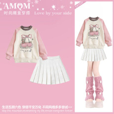 批发<b class='q'>女</b><b class='q'>童</b>多巴胺穿搭一整套高级感2026新款初中生洋气时髦卫衣裙子<b class='q'>套装</b>