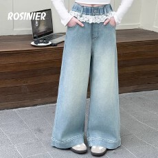 批发<b class='q'>女童</b>202<b class='q'>6</b>新款春秋蝴蝶结时髦<b class='q'>牛仔</b>裤弯刀裤超洋气直百搭阔腿裤