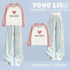 批发2026新款今年流行爆款运动套装女秋冬初中生<b class='q'>格子</b><b class='q'>裤</b>卫衣一整套