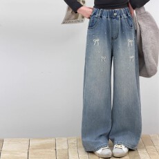 批发<b class='q'>女童</b>202<b class='q'>6</b>新款春秋闪钻时髦<b class='q'>牛仔</b>裤直筒裤超洋气直百搭儿童阔腿裤