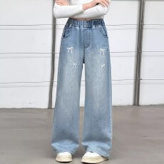 批发<b class='q'>女童</b>202<b class='q'>6</b>新款春秋闪钻时髦<b class='q'>牛仔</b>裤直筒裤超洋气直百搭儿童阔腿裤