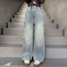 批发<b class='q'>女童</b>202<b class='q'>6</b>新款春款新时髦<b class='q'>牛仔</b>裤直筒裤超洋气直百搭儿童阔腿裤