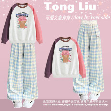 批发2026新款今年流行爆款运动套装女秋冬初中生<b class='q'>格子</b><b class='q'>裤</b>卫衣一整套