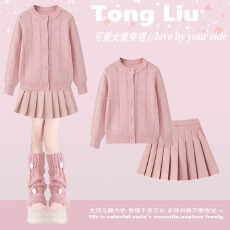 批发女童冬季穿搭学院风<b class='q'>百褶</b>裙巨好看的上衣冬装小个子jk套装裙