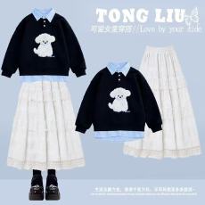 批发<b class='q'>女童</b>卫<b class='q'>衣</b>套装2026新款中大童<b class='q'>半身裙</b>儿童Polo领‌上衣一整套穿搭