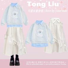 批发<b class='q'>女童</b>卫<b class='q'>衣</b>套装2026新款中大童<b class='q'>半身裙</b>儿童Polo领‌上衣一整套穿搭