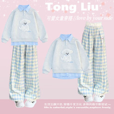 批发2026新款今年流行爆款运动套装女秋冬初中生<b class='q'>格子</b><b class='q'>裤</b>卫衣一整套