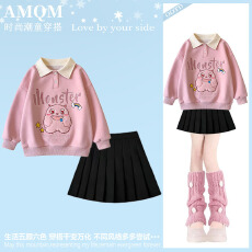 批发女童冬季穿搭学院风<b class='q'>百褶</b>裙巨好看的上衣冬装小个子jk套装裙