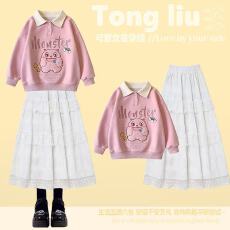 批发<b class='q'>女童</b>卫<b class='q'>衣</b>套装2026新款中大童<b class='q'>半身裙</b>儿童Polo领‌上衣一整套穿搭