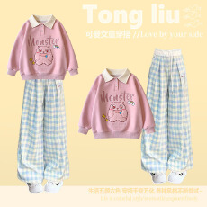 批发2026新款今年流行爆款运动套装女秋冬初中生<b class='q'>格子</b><b class='q'>裤</b>卫衣一整套