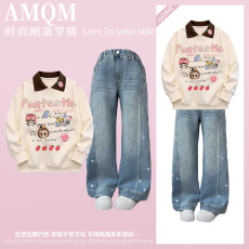 女童2026新款春款套装新时髦超洋气儿童两件套牛仔裤套装