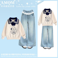 女童2026新款春款套装新时髦超洋气儿童两件套牛仔裤套装