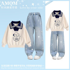 女童2026新款春款套装新时髦超洋气儿童两件套牛仔裤套装