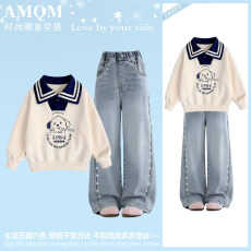 女童2026新款春款套装新时髦超洋气儿童两件套牛仔裤套装