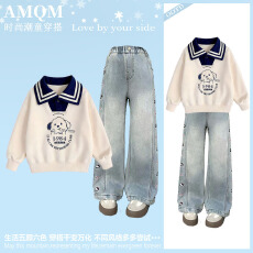 女童2026新款春款套装新时髦超洋气儿童两件套牛仔裤套装